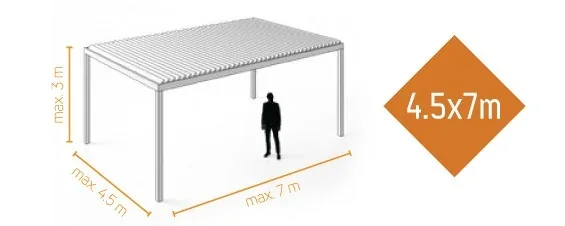Bioklimatska pergola Agava SL 170/36 – aluminijasta konstrukcija z lamelno streho za večje module